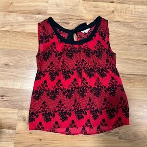 Candie's Red and Black Floral Top